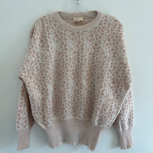 Vintage Leopard Print Sweater Oversized Large Metallic Thread Made in Canada